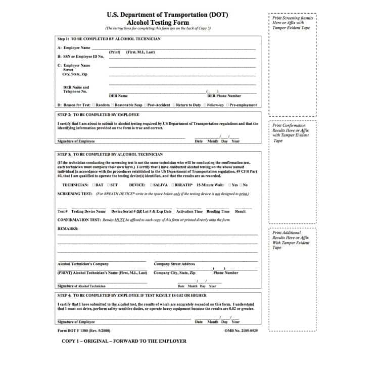 Dot Alcohol Testing Form